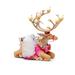 MacKenzie-Childs Patience Brewster Dash Away Sitting Dancer Reindeer Figure Resin in Brown/Pink/White | 7 H x 4.25 W x 7.5 D in | Wayfair 08-41097