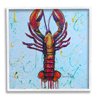 Stupell Industries Urban Style Lobster Paint Canvas in Blue/Red | 12 H x 12 W x 1.5 D in | Wayfair an-248_wfr_12x12