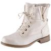Winterboots MUSTANG SHOES, Damen, Gr. 39, blau (ice, used), Lederimitat, klassisch, Schuhe, Blockabsatz, Winterstiefelette, Schnürboots mit Nieten besetzt