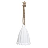 The Holiday Aisle® Ribbed Metal Bell Hanging Figurine Ornament Fabric in White | 5.25 H x 3.75 W x 3.75 D in | Wayfair