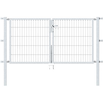 Zaundoppeltür ALBERTS "Flexo", silber (silberfarben), B:200cm H:100cm, Stahl, Tore, 200 cm Breite, in versch. Höhen