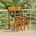 vidaXL Balcony Bar Set Patio Railing Pub Table Set 3 Piece Solid Acacia Wood