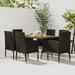 vidaXL 5/7 Piece Patio Dining Set Poly Rattan Black/Gray - 51.2" x 27.6" x 28.3"