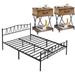 Industrial Bedroom Set of 3 Full/Queen Platform Bed Frame and 1-Drawer Modern Nightstands Set of 2