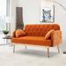 Tufted Cushions Sofa Loveseat Velvet Upholstered Floral Pattern Accent Sofa
