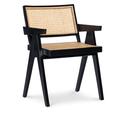 Bobo Intriguing Objects Eiffel Natural Organic Rattan & Wood A-Frame Dining Outdoor Arm Chair, Black | 23.2 H x 22 W x 31.1 D in | Wayfair