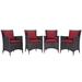 Gather 4 Piece Outdoor Patio Dining Set by Modway Wicker/Rattan | 98 W in | Wayfair EEI-2190-EXP-RED-SET