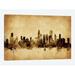 East Urban Home Foxed (Retro) Skyline Series: Chicago, Illinois, USA Graphic Art on Wrapped Canvas Metal in Black/Green/Yellow | Wayfair