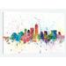 East Urban Home Rainbow Splash Skyline Series: Indianapolis, Indiana, USA Painting Print on Wrapped Canvas in Blue/Green/Pink | Wayfair