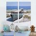 Longshore Tides Blue Boat On Beach - Coastal Canvas Wall Art Print 4 Piece Set Canvas in Blue/White | 32 H x 32 W x 1 D in | Wayfair