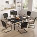 Winston Porter Gregoy 6 - Person Counter Height Extendable Steel Dining Set Upholstered/Metal in Black/Gray | 36.25 H in | Wayfair