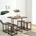 17 Stories 5 Piece Dining Table Set, Dining Table For Four w/ Square Stools, Small Kitchen Dining Table Set w/ Metal Frame | Wayfair