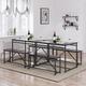 17 Stories 3 Piece Dining Table Set 43" Kitchen Dining Table w/ Two Bench Breakfast Countertops w/ Stitched Finish Metal Frame Dining Room Home Rustic Brown Wood/Metal | Wayfair