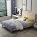 Ebern Designs Noah-John Wood Queen Bed Frame w/ Headboard Wood & Upholstered/ in Brown/White | 43 H x 62 W x 84 D in | Wayfair