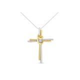 Women's Yellow & White Gold Diamondaccented Cross Pendant Necklace by Haus of Brilliance in Yellow Gold Silver