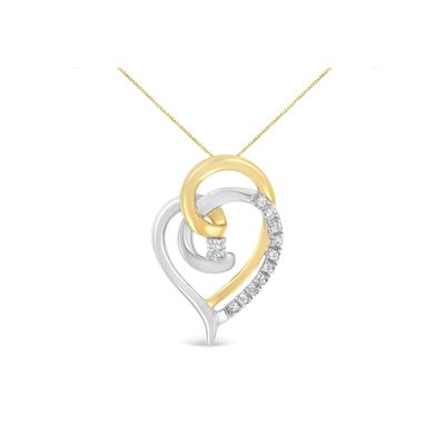 Women's Yellow And White Gold Diamond Accent Open Double Heart Spiral Curl Pendant Necklace by Haus of Brilliance in Yellow White Gold