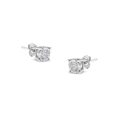 Women's Sterling Silver Round Brilliantcut Diamond Miracleset Stud Earrings by Haus of Brilliance in White
