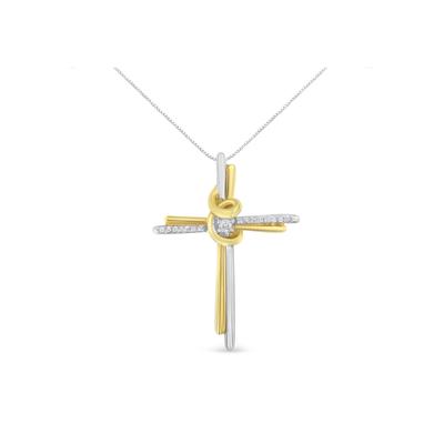 Women's Yellow & White Gold Diamondaccented Cross Pendant Necklace by Haus of Brilliance in Yellow Gold Silver