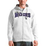 Men's Antigua White Colorado Rockies Team Logo Victory Full-Zip Hoodie