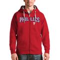 Men's Antigua Red Philadelphia Phillies Team Logo Victory Full-Zip Hoodie