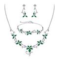 Clearine Bridal Emerald Green Jewellery Set for Women Marquise CZ Statement Necklace Earrings Bracelet Set for Wedding Prom Party