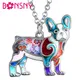 Bonsny – collier en alliage d'émail pour femmes mignon pendentif de chien bouledogue français