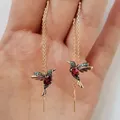 1 paire Unique longues boucles d'oreilles colibri pendentif gland cristal boucles d'oreilles mode