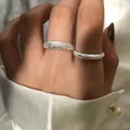 Group bague ouverte flash en argent regardé 925 pour femme bijoux fantaisie bague réglable pour