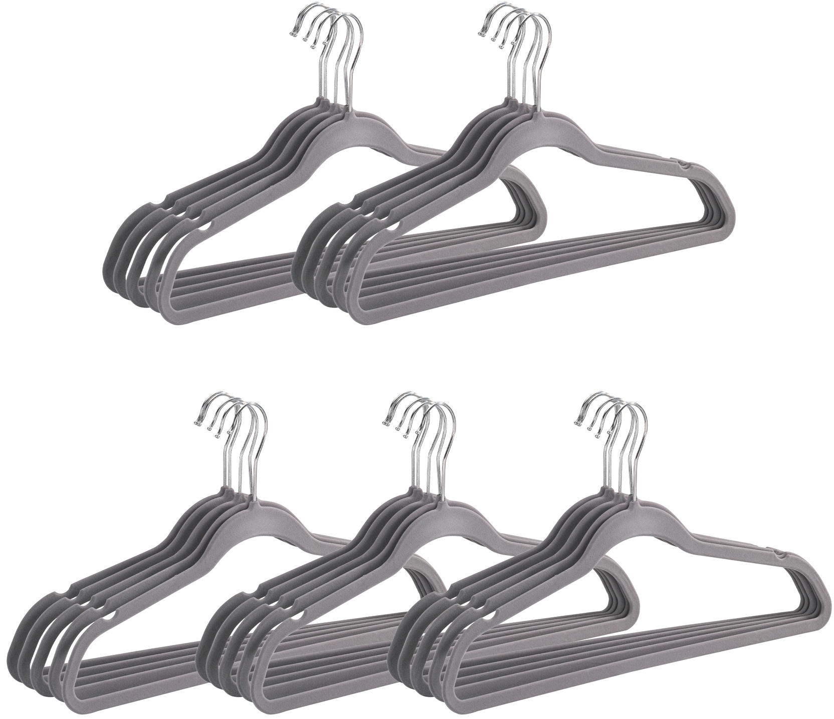 Kleiderbügel WENKO, grau, B:45cm H:0,4cm T:0,4cm, Kunststoff, Kleiderbügel, Kleiderbügel, Kunststoff, beflockt, 45 cm