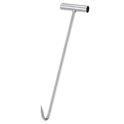 16"(400mm) T-Handle Meat Boning Hook, Galvanized T Hooks for Butcher - Silver Tone