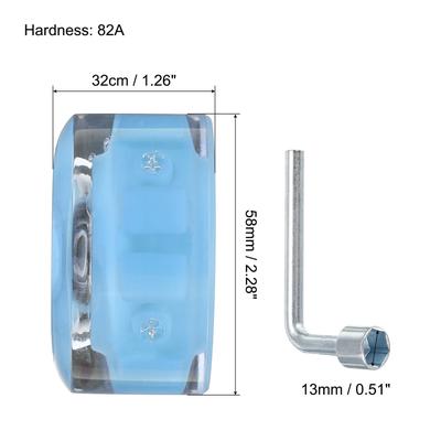 Roller Skate Wheels Light Up with Bearing 32x58mm, 8pcs