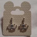 Disney Jewelry | Disney New Mickey Crown Dangling Earrings W/ Light Blue Rhinestones | Color: Blue/Silver | Size: Os