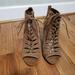 Jessica Simpson Shoes | Jessica Simpson Brown Suede Open Toe Studded Lace Up Wedge Zip Bootie | Color: Brown | Size: 9.5