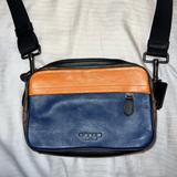 Coach Bags | Coach Leather Crossbody Bag, Two Toned Leather And Cc Canvas. | Color: Blue/Orange | Size: Os