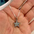Coach Jewelry | Coach Small Pave Crystal Star Pendant .925 Sterling Silver Necklace | Color: Silver | Size: 18” In Length