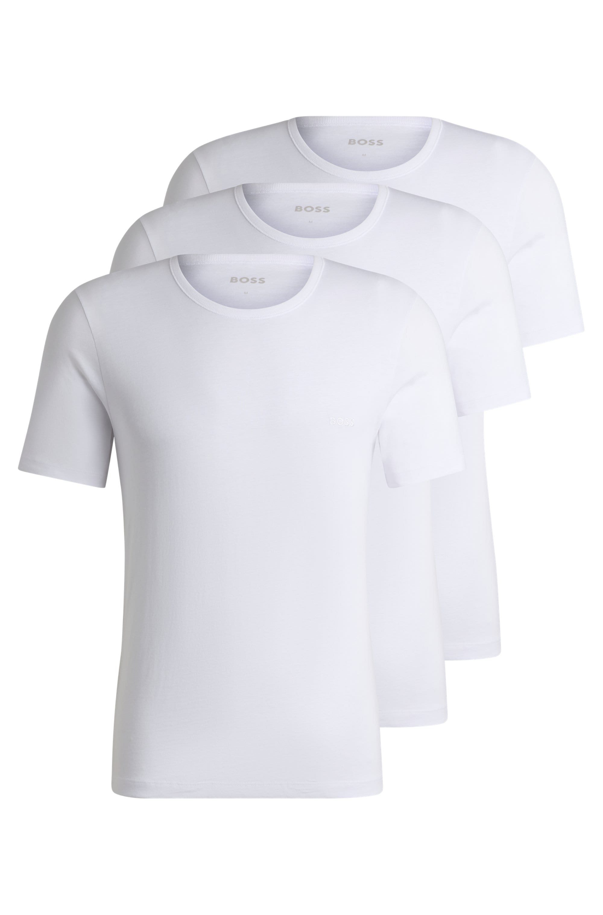 T-Shirt BOSS "Rundhals BOSS ONE", Herren, Gr. L (52), weiß (weiß100), Jersey, Obermaterial: 100% Baumwolle, unifarben, Basic, Rundhals, eingesetzt normaler Saum, Shirts T-Shirt, mit dezentem BOSS Logo-Print