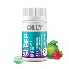 OLLY Fast Dissolves Relaxing Sleep - 30 Tablets & L-Theanine Blend - Vegan & Sugar Free - Apple Berry Flavor