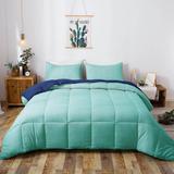 DOMDEC All Season Down Alternative Quilted Comforter Set-Reversible Bedding Set-Machine Washable in Green | Wayfair DD1810-GN-Q