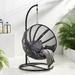 Arlmont & Co. Siau Outdoor Rope & Iron Hanging Chair (Stand Included) Polyester in Black | 80 H x 44 W x 24 D in | Wayfair