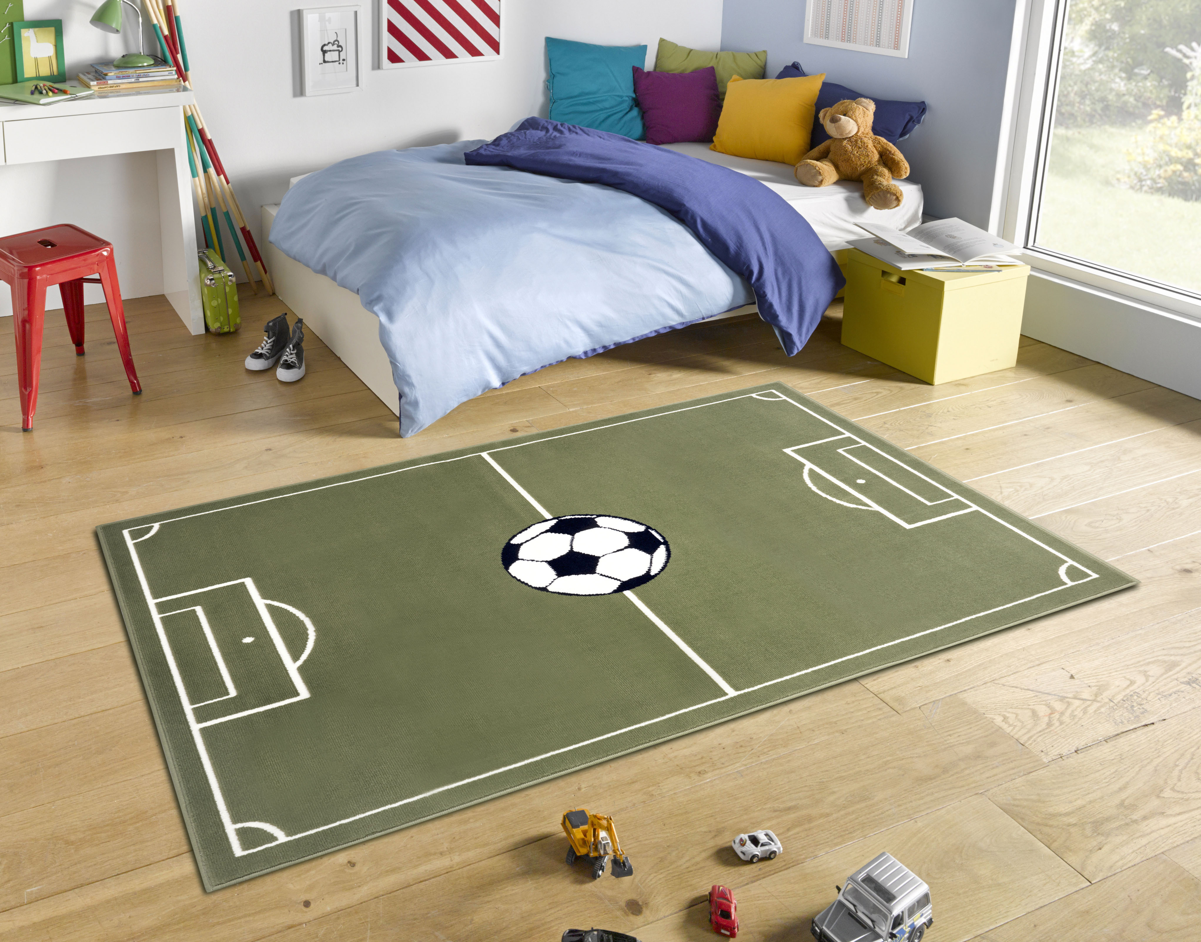 Teppich HANSE HOME "Estadio", grün, B:200cm H:8mm L:290cm, Polypropylen (PP), Teppiche, Teppich, Kinderteppich, Spielteppich, Spielunterlage, Fußball, Kinderzimmer