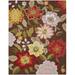 Red 126 x 96 x 0.5 in Area Rug - Red Barrel Studio® Karyn Floral Contemporary Modern Chocolate Handmade Area Rug red | Wayfair