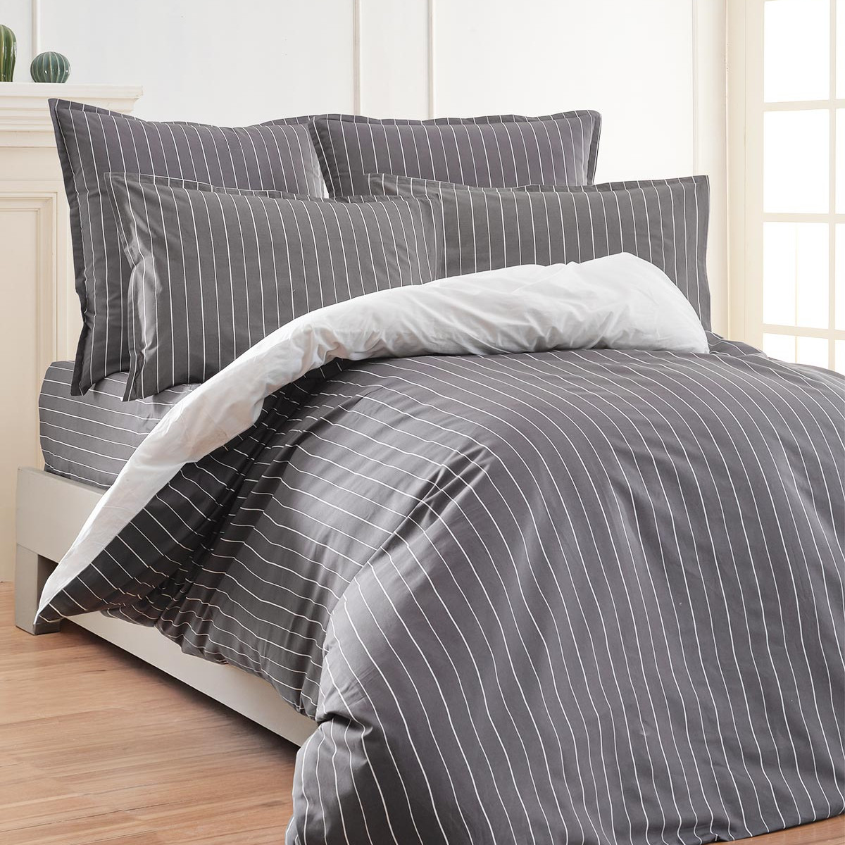 Parure de lit percale avec 2 taies 65x65 cm Anthracite 260x240 cm