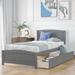 Twin Size Solid Pine Wood Platform Bed with 2 Storage Drawers, Headboard and 10 Wood Slats