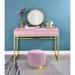 Vanity Desk w/Mirror & Jewelry Tray in Pink & Gold Finish