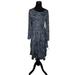 Lularoe Dresses | M Lularoe Georgia Tiered Dress Stunning Winter Perfect Striped Medium 10-12 | Color: Black/Blue | Size: M