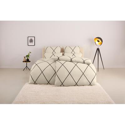 Bettwäsche LEONIQUE "Belle", beige (creme, grau), B/L: 155cm x 220cm, , Renforcé, B/L: 80cm x 80cm, Renforcu00e9, Obermaterial: 100% Baumwolle, Bettwäsche, Renforcé Qualität, Reißverschluss Image