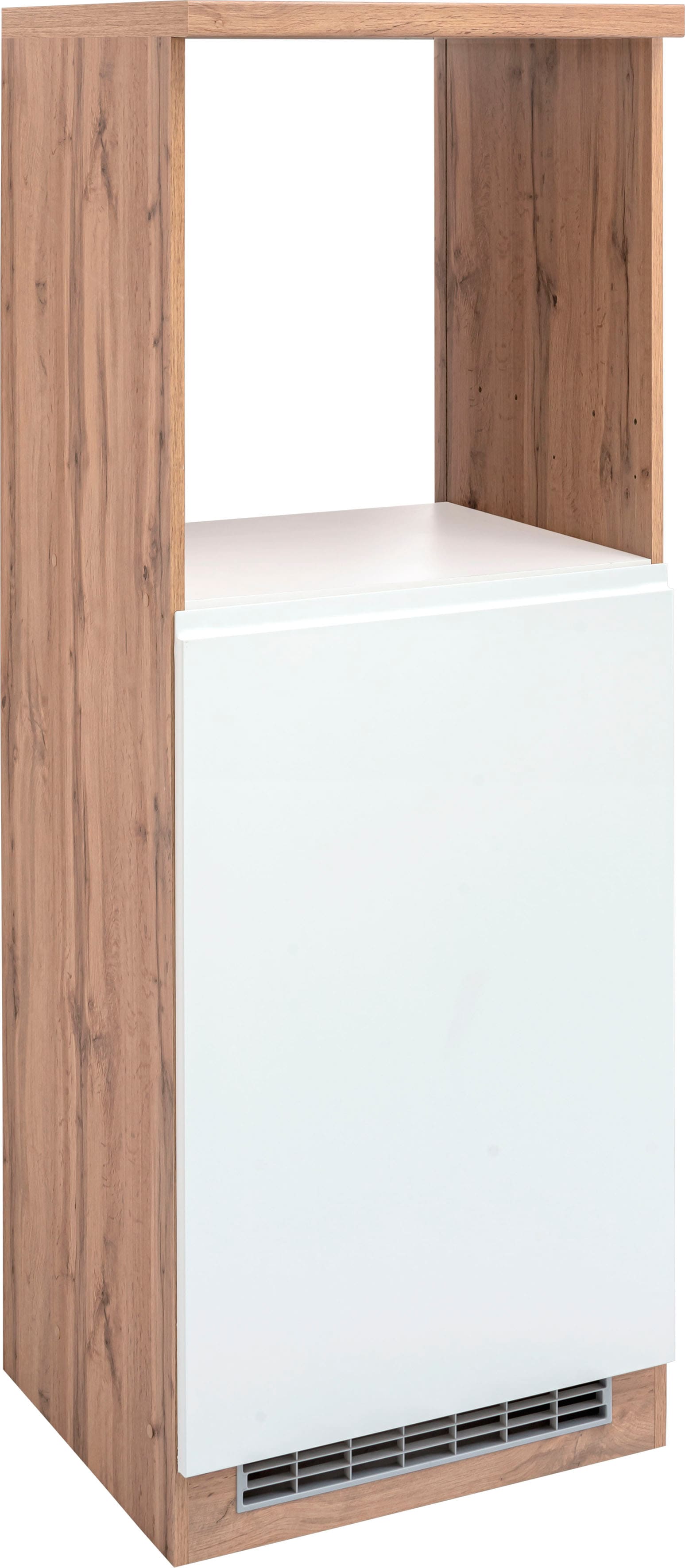 Umbauschrank KOCHSTATION "KS-Bruneck", braun (wotaneiche, weiß matt), B:60cm H:166cm T:60cm, Holzwerkstoff, Schränke, Herdumbauschrank Kühlschrankumbauschrank Umbauschrank, Backofen-/Kühlschrankumbau >>Bruneck<< 60 cm breit, MDF-Fronten Image