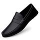 Men's Loafers Flat Breathable Casual Leather Moccasins Handmade Slip On Driving Business Shoes Black Size 11