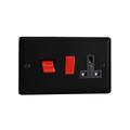 Varilight Urban Matt Black Cooker Panel with 45 Amp Red Cooker Switch and 13A Switched Socket Black Insert