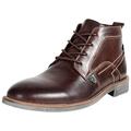 ANUFER Men's Vintage Genuine Leather Ankle Boots Lace-Up Motorcycle Chukka Boots Coffee SN01801D UK11